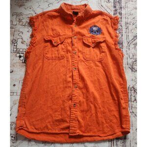 Vtg. Lightning Clothing Men's Sz. XL Orange Sleeveless Shut Up And Ride Shirt